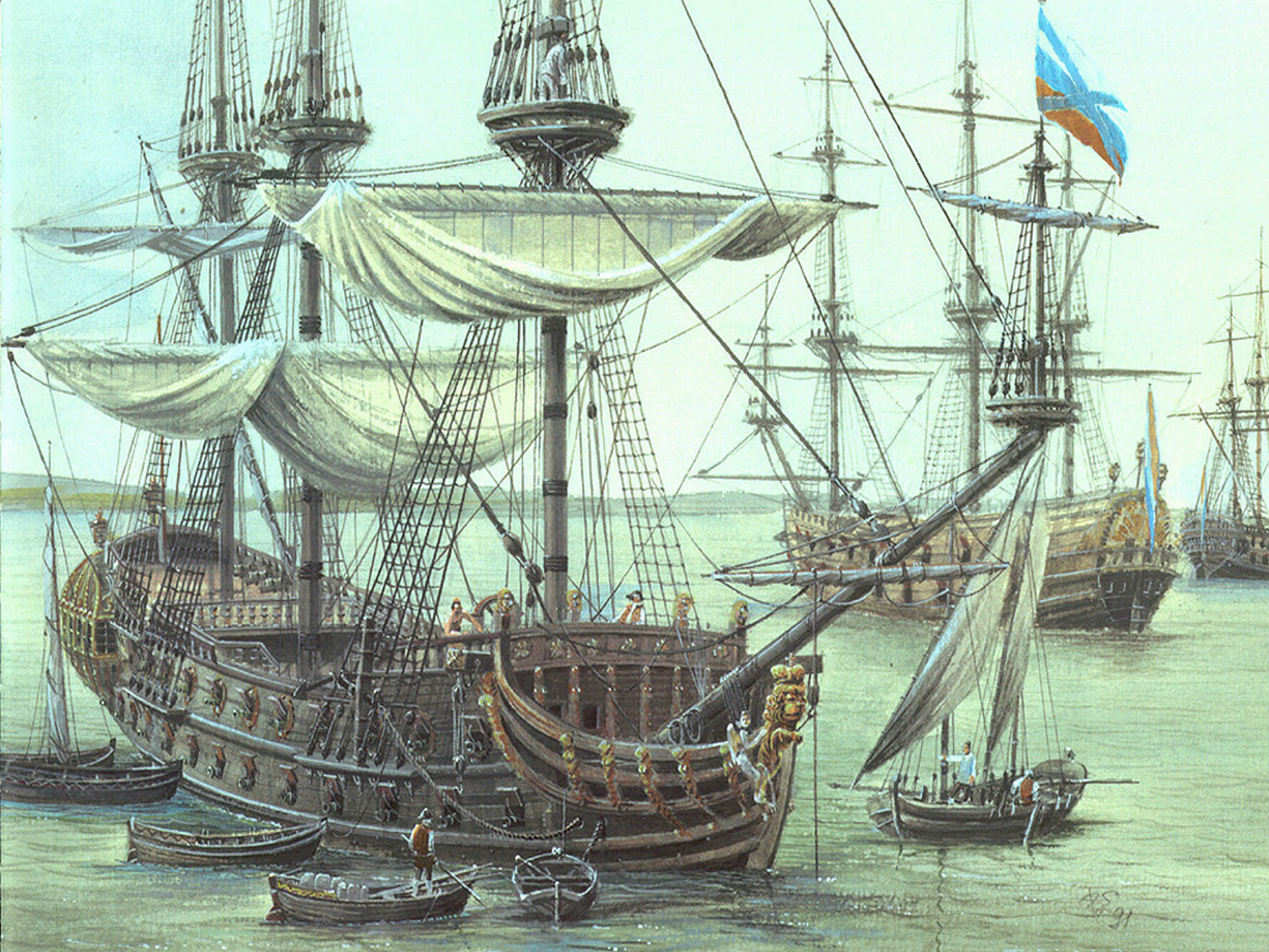 Первые фрегаты. Корабль Слава Екатерины 1783. Корабли Петра Петра 1. Корабль гото Предестинация при Петре 1.